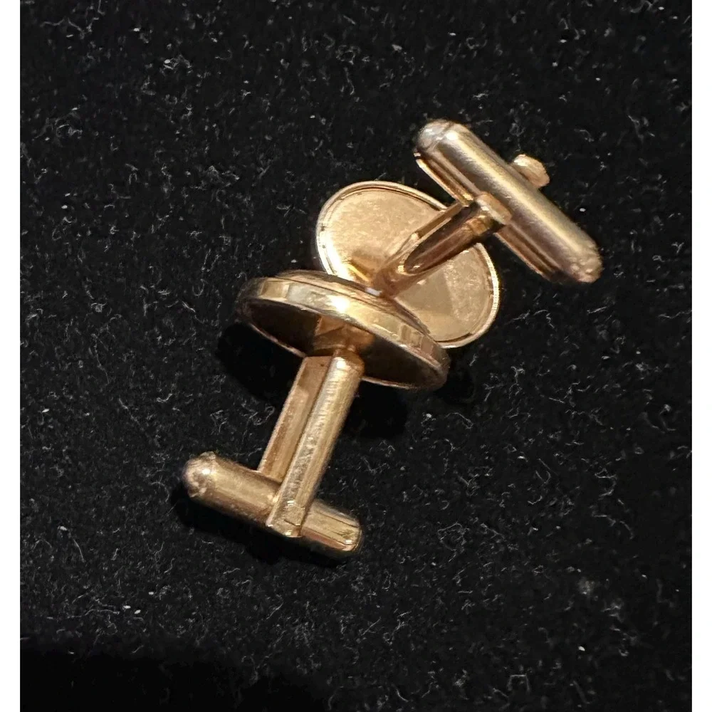 Vintage Cufflinks Gold Filled & Banded Agate‎